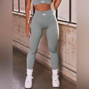 Bo&Tee Seamless Ribbed Leggings in Teal